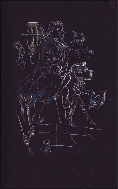 Иллюстрации Г. А. В. Траугот к «Крошке Цахесу» Эрнста Гофмана. Глубокий замысел воплощен в необычайной судьбе уродца Цахеса. Благодаря волшебным золотым волоскам Цахес приобретает способность
