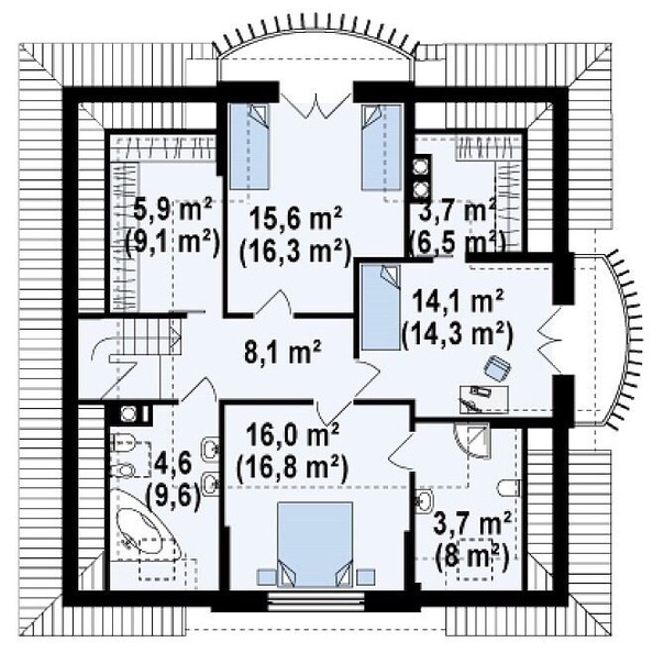 Всеми любимая баварская кладка Баварская кладка это особенный вид кладки, который включает в себя комбинирование кирпичей, чтобы получить оригинальный орнамент . Площадь дома: 169,7 м² .